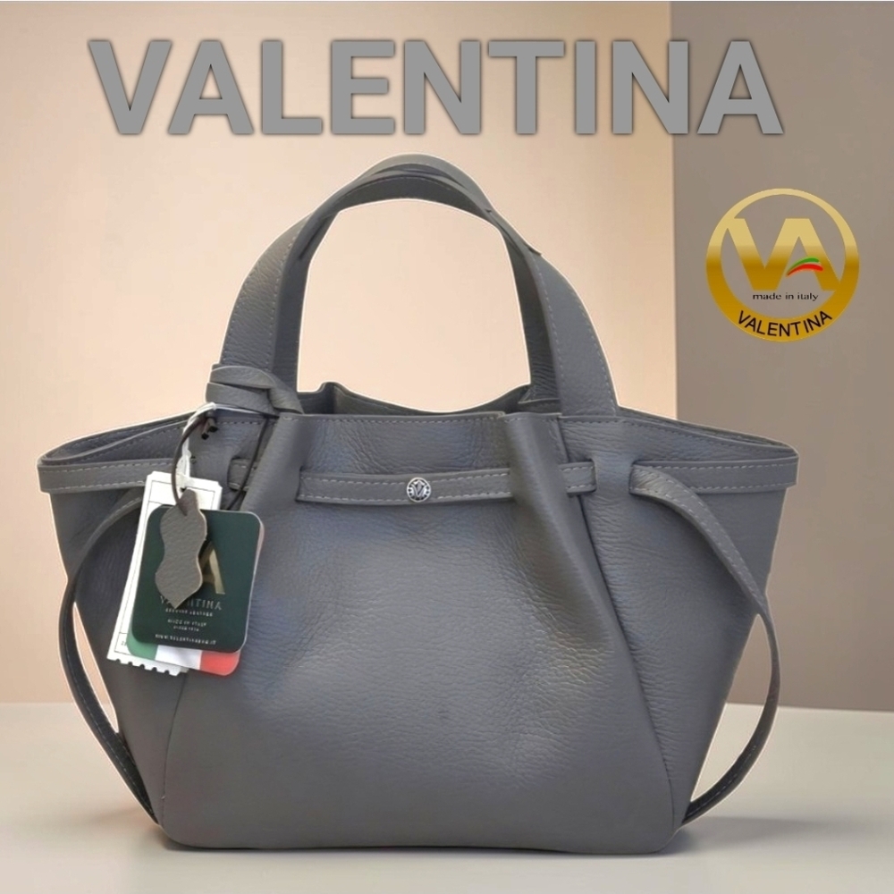 Gorgeous VA VALENTINA Gray Italian Leather Tote & Shoulder Bag NWT